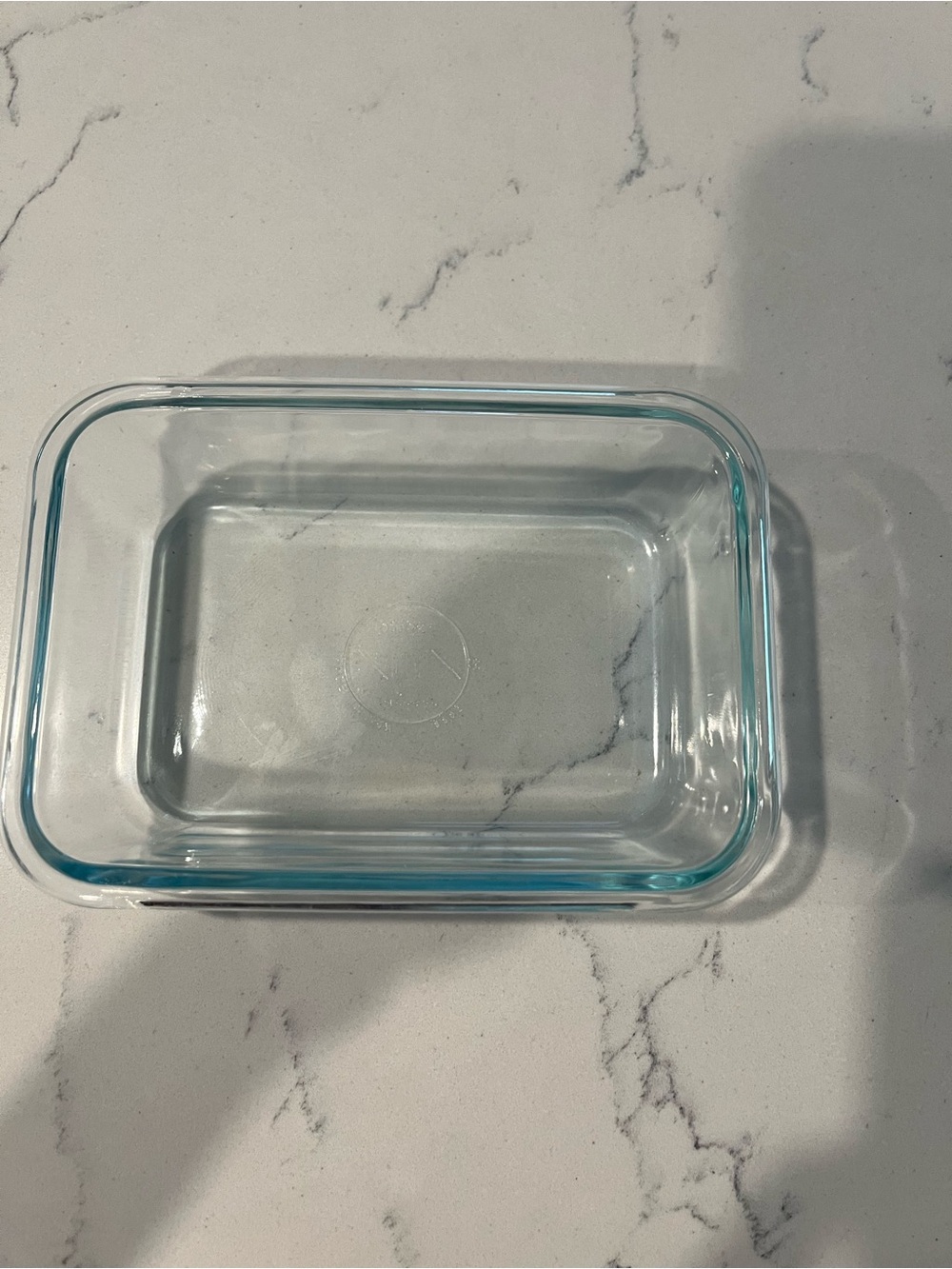 Pyrex Clear Glass Container with Light Blue Rim - Picture 2 of 3
